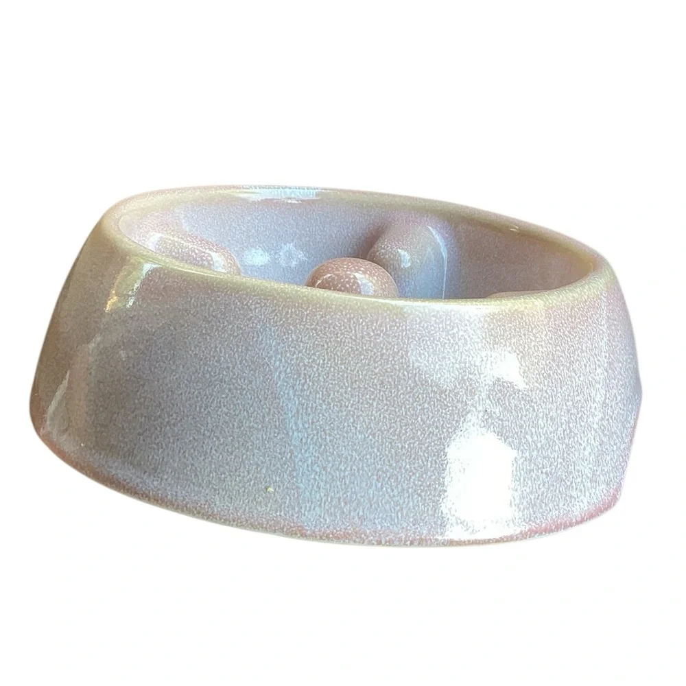 Ceramic dishware dog bowl by motel a miio baby pink RARE